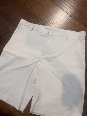 Nike Men's White Shorts with Thin Gray Pinstripes